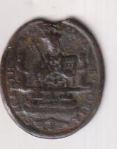 S. águeda de Catania. (S. Agath V, ..Catana e orta. Medalla (AE 28 mms.) R/ s. Bárbara. Siglo XVII