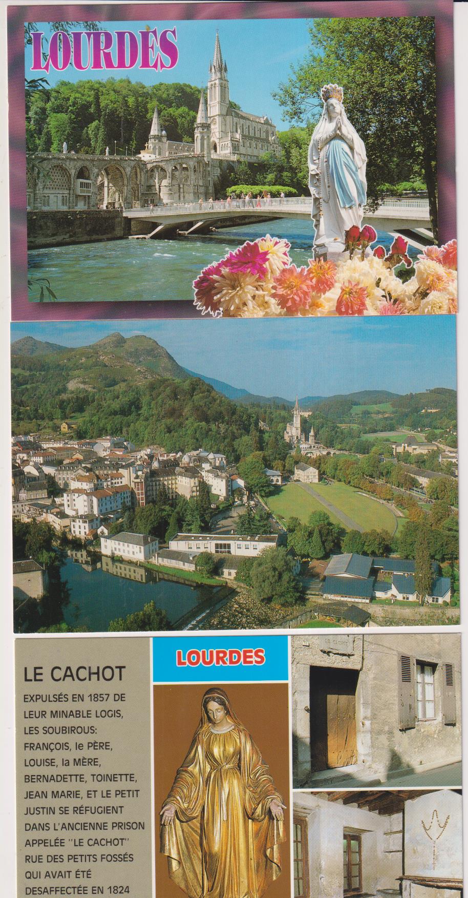 Lourdes. Lote de 3 Postales
