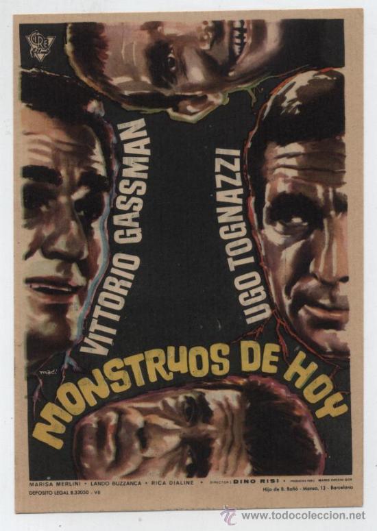 Monstruos de hoy. Sencillo de Cire Films. cine Capitol-Málaga 1966. ¡IMPECABLE!