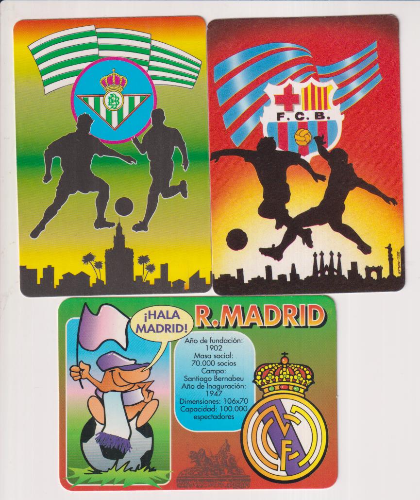 Lote de 3 Calendarios para 1998: Betis, Barcelona y Real madrid