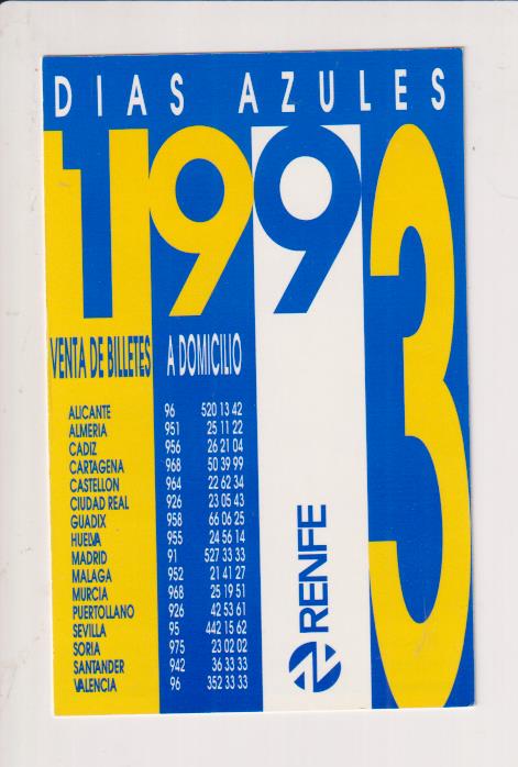 Calendario Fenfe Días Azules para 1993