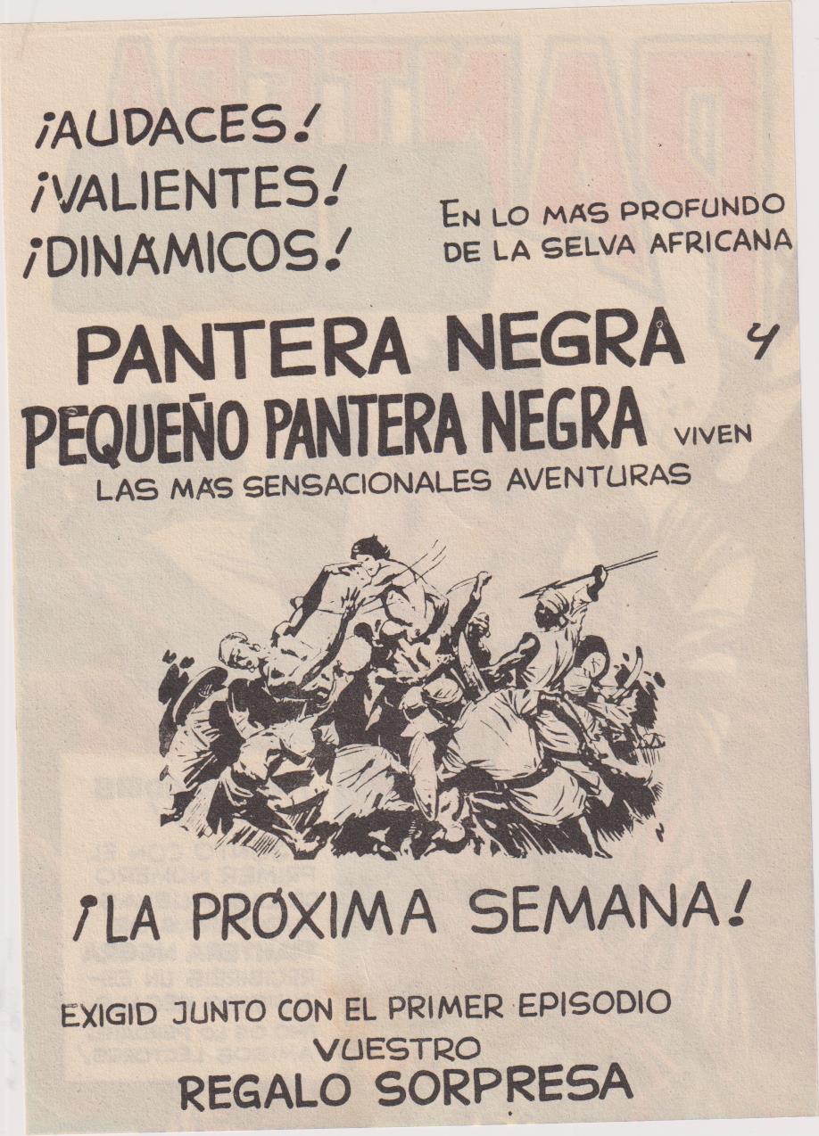 Pantera Negra Revista. Publicidad (21x15) de la aparición del Nº 1. en 1964