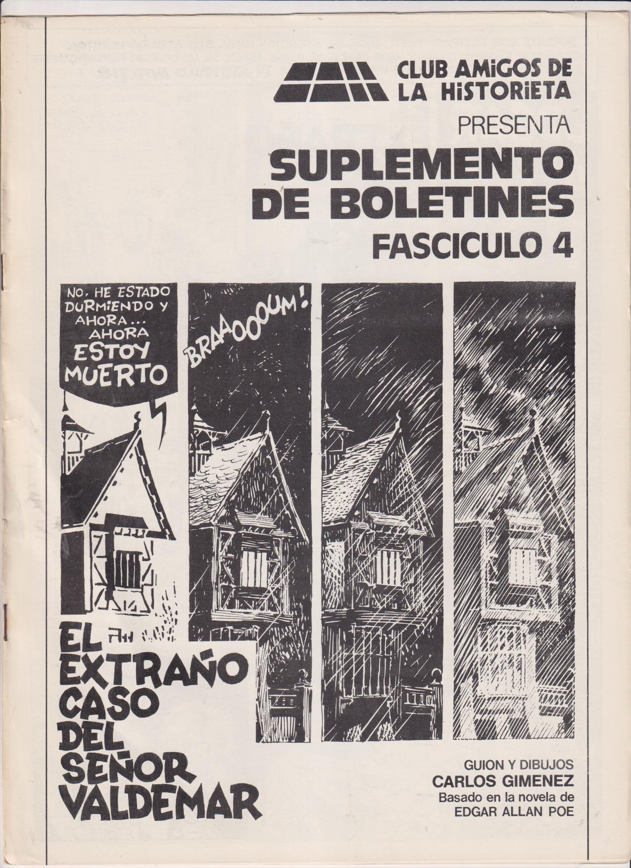 Club Amigos de la Historieta Suplemento Boletín. Fascículo 4. El Extraño caso del Señor Valdemar