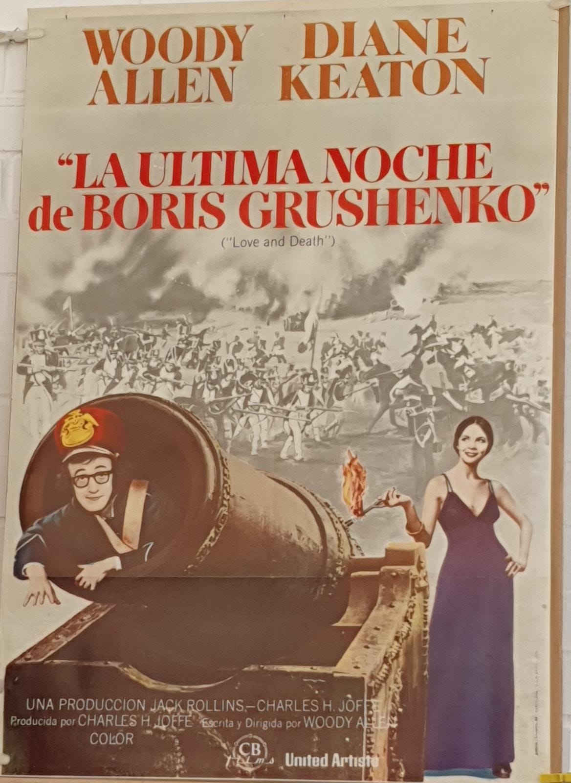 La Última noche de Boris Grushenko. Cartel (100x70) de Estreno, 1975