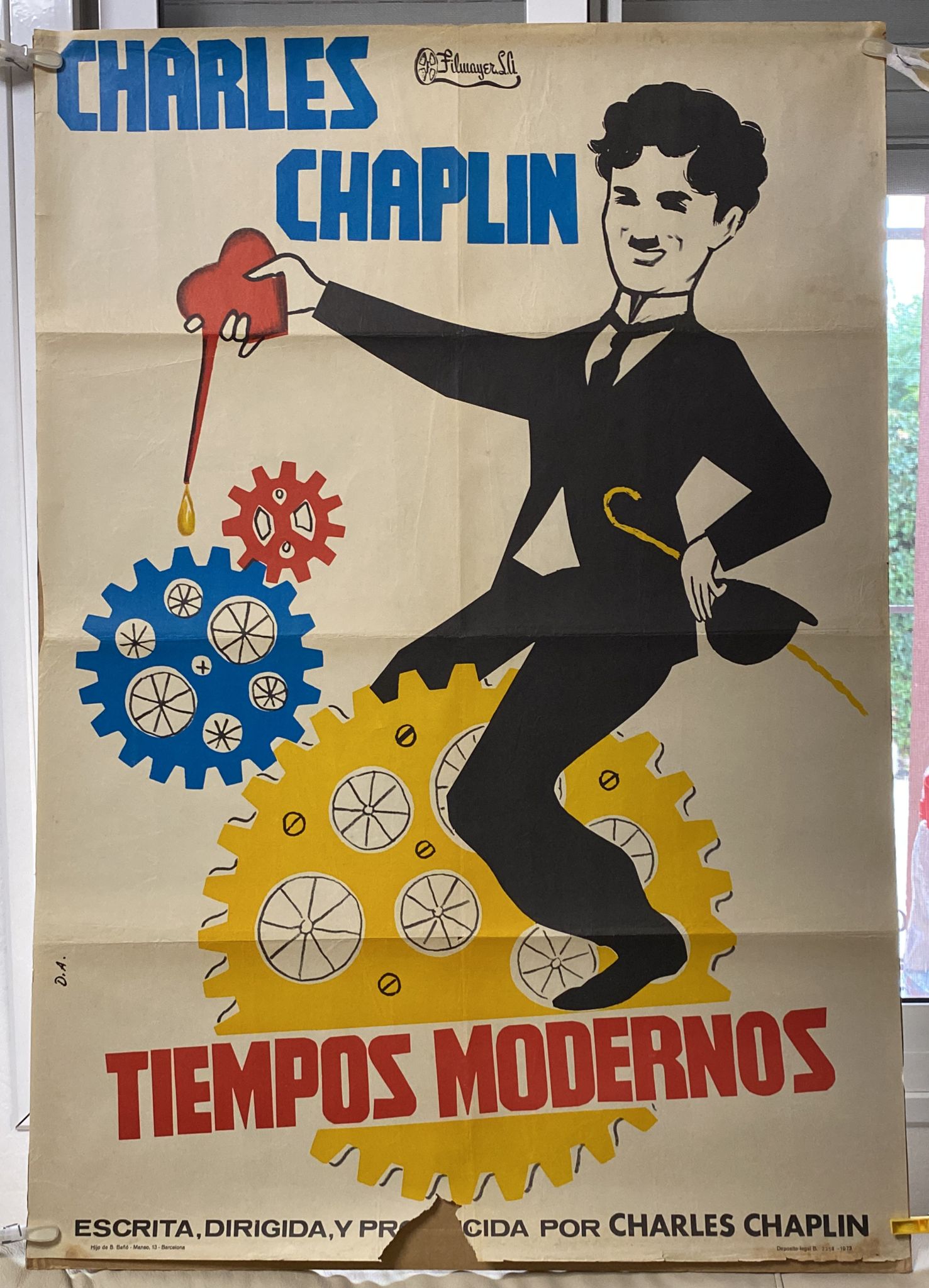 Tiempos Modernos. Cartel (100x70) de la reposición de 1973