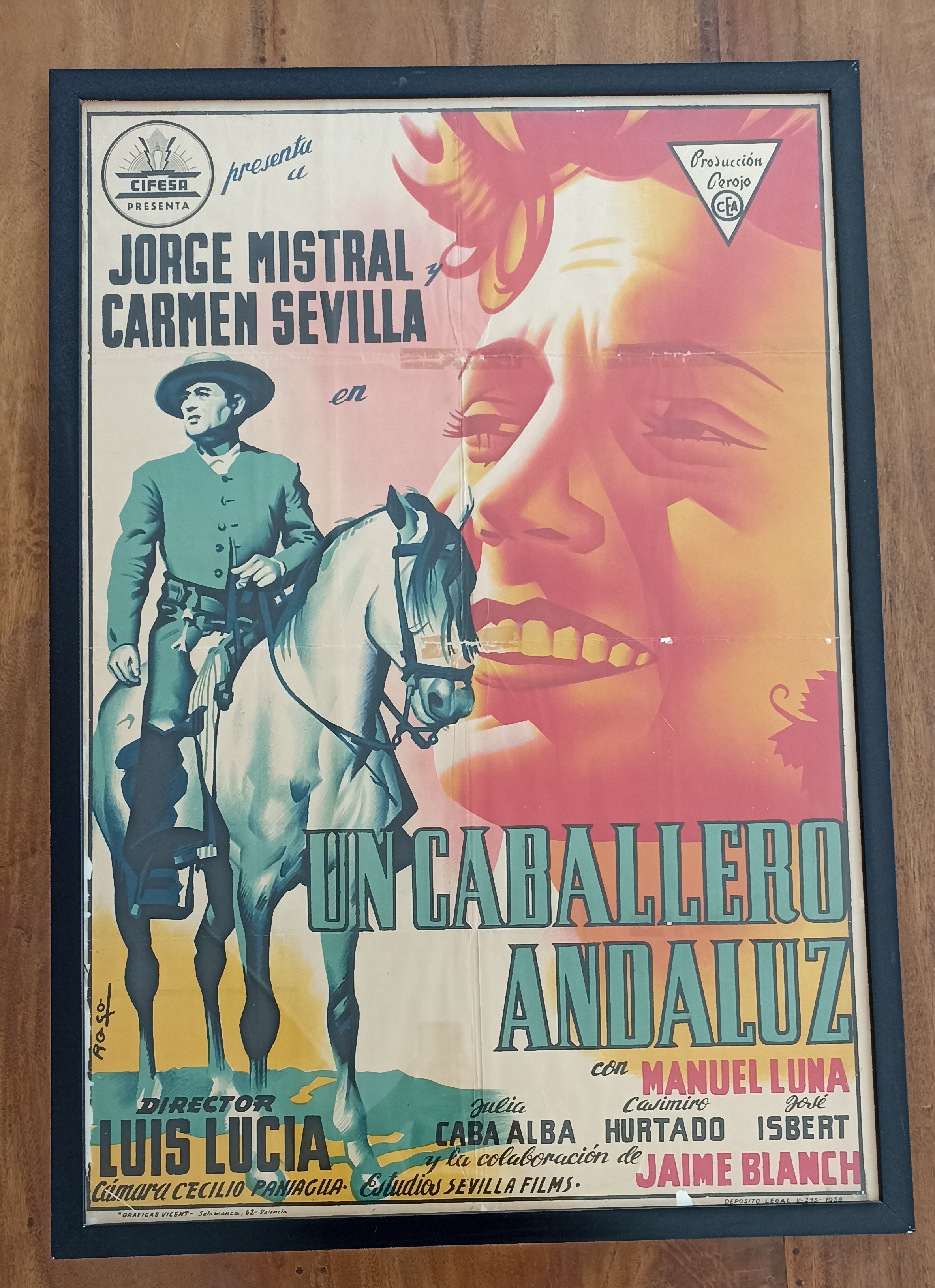Un Caballero Andaluz. Cartel (102x71 cm. con marco y cristal) de Cifesa 1950
