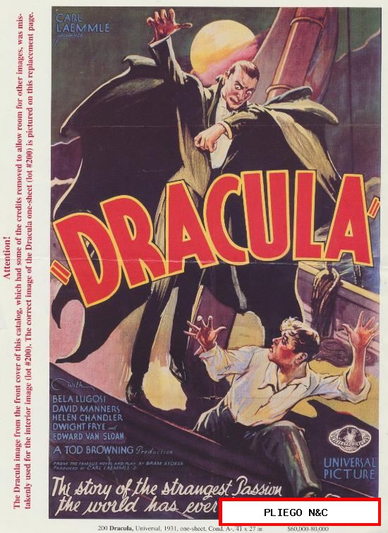 Drácula. Reproducción del Cartel en Inglés de 1931