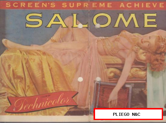 Salomé. Pequeño cartel (57x17) de Columbia Pictures. Cartel U.S.A.