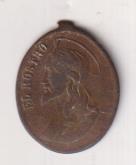 Busto de Jesús El Rostro. Medalla (AE 22 mms.) R/ Corazones de jesús y maría. Exergo Roma-
