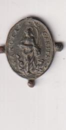 Santa Margarita. Medalla (AE 22 mms.) R/ Virgen de Monserrat ante Obispo. Ley Alrededor