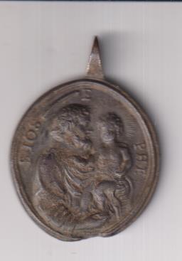 S. M. Teresa. Medalla (AE 40 mms.) R/ San José. Siglo XVII-XVIII. RARA
