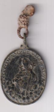 San Francisco de Sales, medalla (AE 35 mms,) R/ Santo Tomás de Villanueva. Siglo XVII-XVIII