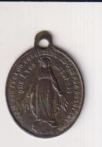 Inmaculada. Medalla en Castellano. (AE 24 mms.) R/ Escudo y Corazón de Jesüs y María. S. XIX