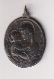 San Antonio de Padua Medalla (AE 28 mms.) R/ Virgen con Niño. Siglo XVII