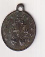 Inmaculada. Medalla en Castellano. (AE 24 mms.) R/ Escudo y Corazón de Jesüs y María. S. XIX