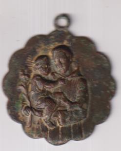 SAn Antonio. Medalla (AE 42 mms.) con restos de dorado. R/ Liso. Siglo XIX
