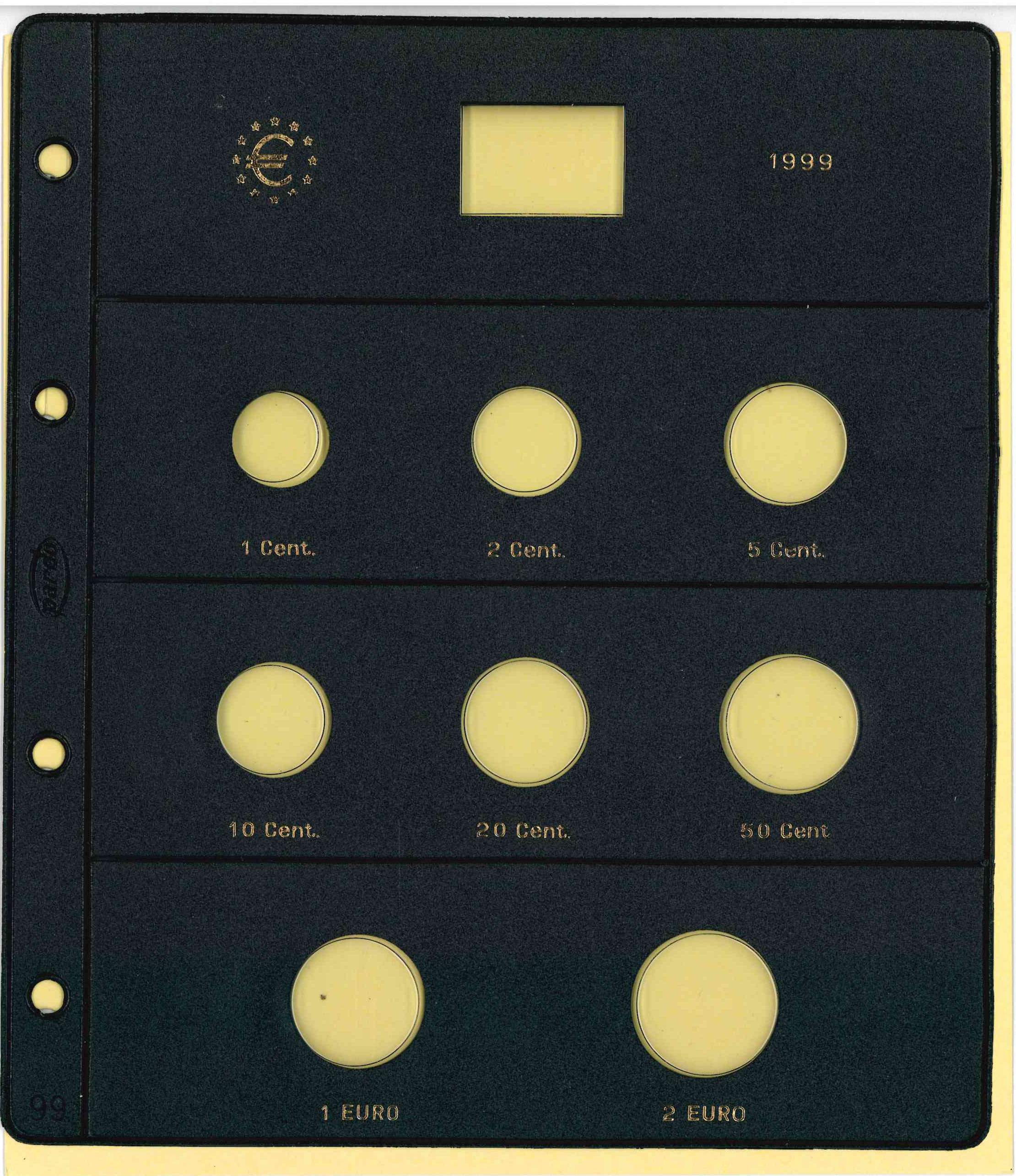 Pardo. Funda monedas de Euro 1999. 8 alojamientos