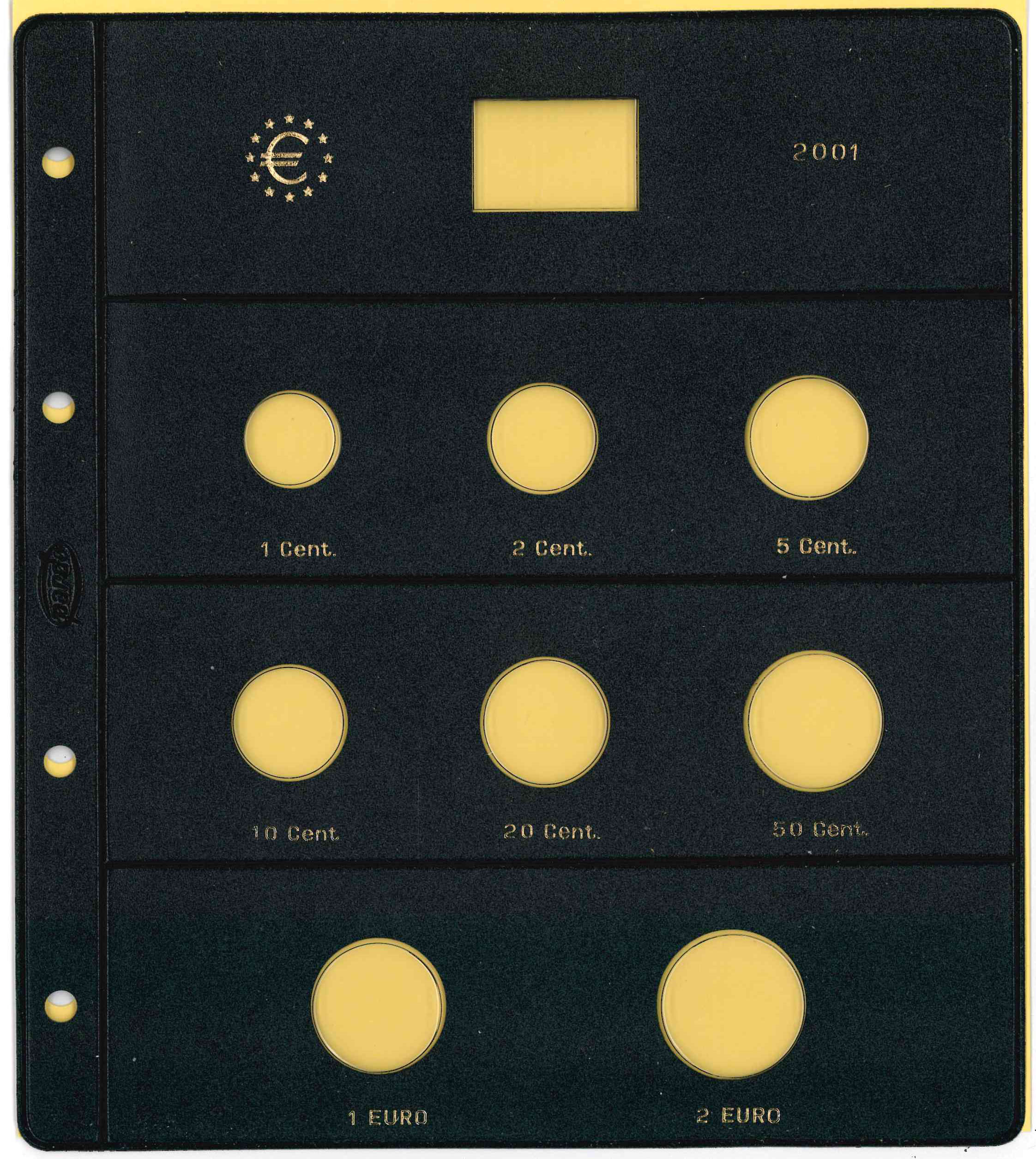 Pardo. Funda monedas de Euro 2001. 8 alojamientos