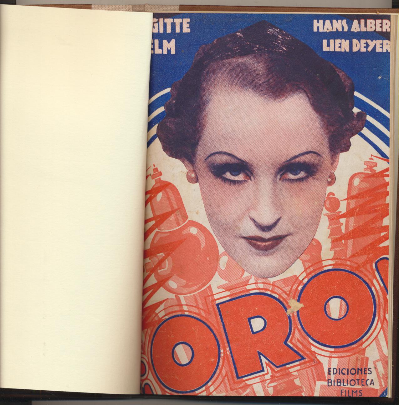 Biblioteca Films nº 155. Oro por Brigite Helm y Hans Albers. Editorial Alas 1934. 67 páginas con fotografías de la película