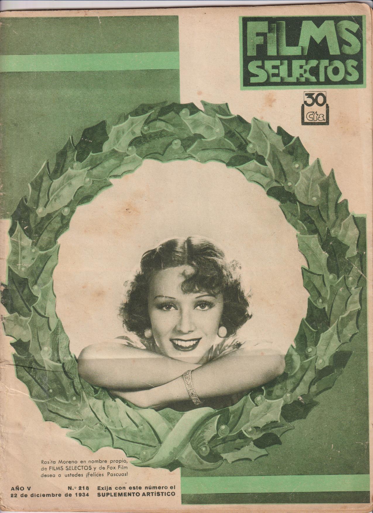 Films Selectos nº 218. 22 de Diciembre de 1934
