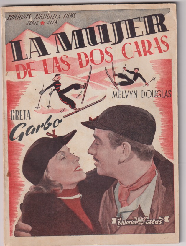 La mujer de las dos caras. MGM. Greta Garbo, Melvyn Douglas. Biblioteca Films 320. Edi. alas. (72 p. con fotos del film) Sin abrir. Muy Raro así