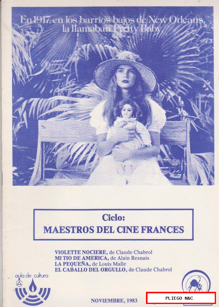 Cine Club Chaplin. Ciclo: Maestros del Cine Francés. Noviembre 1983. Tamaño