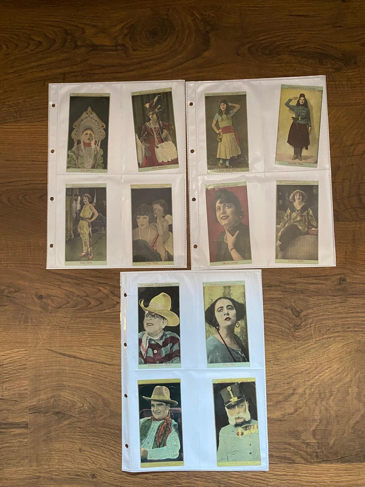 Notabilidades de la Pantalla. Lote de 24 cromos (15,5x7 cms.) Publicidad de varias marcas