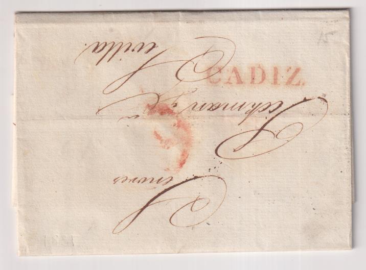 Carta de Cádiz a Sevilla del 1 Feb. 1831, con 15 R. y porteo 6 R