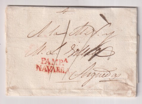 Carta de Pamplona a Arguedas del 26 Feb. 1828 con marca 31R