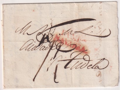 Carta de Pamplona a Tudela del 21 Feb. 1831 con marca 31R