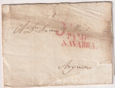 Carta de Pamplona a Arguedas del 6 Jun. 1831 con marca 32R
