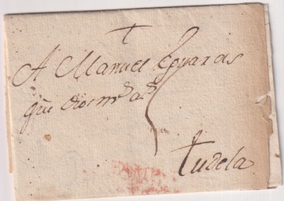 Carta de Pamplona a Tudela del 22 Jun. 1809 con marca 21-22 R