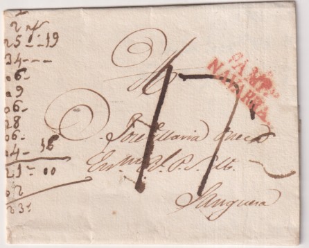 Carta de Pamplona a Sanguesa del 10 Oct. 1831. con Marca 31R