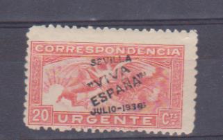 Edifil 679 con sobrecarga patriótica: Sevilla ¡Viva España! Julio-1936 **