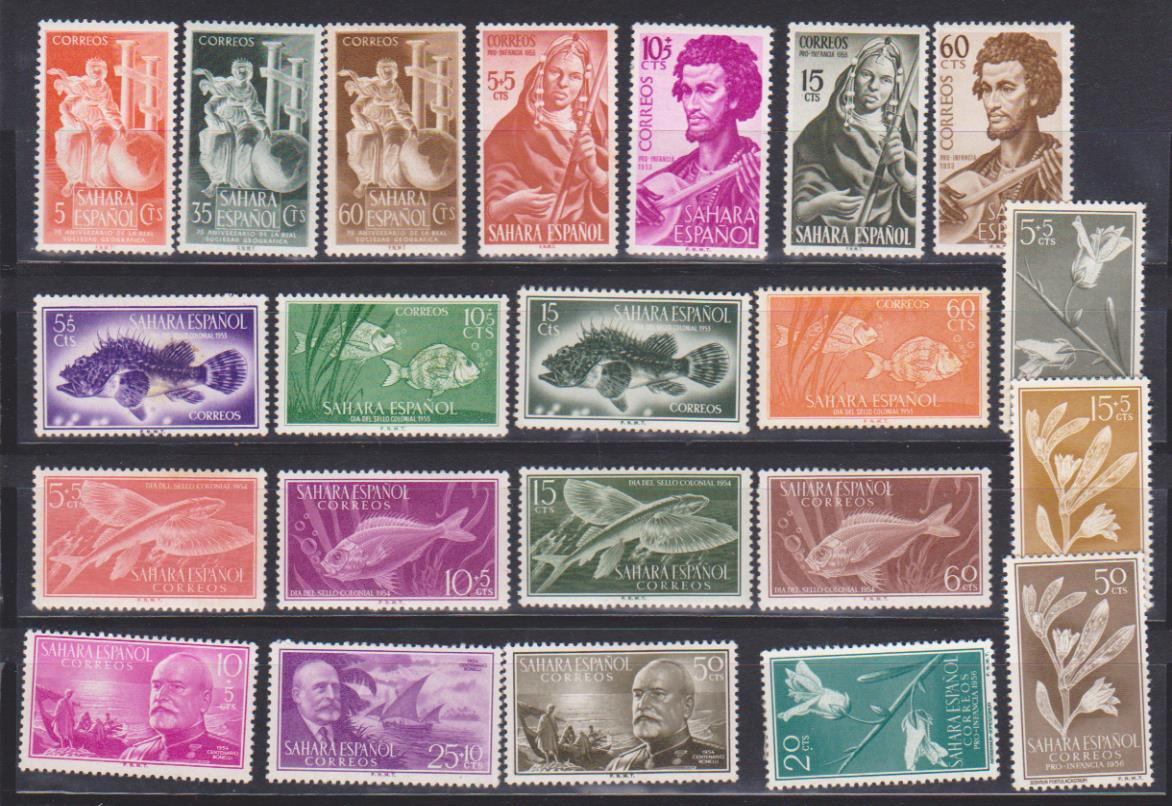 1953-1956. Sahara Español. 6 Series completas 101-03 *, 104-07 *, 108-11 *, 116-19 *, 120-22 *, 126-29 *