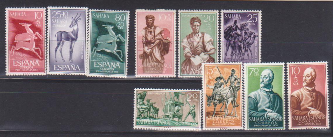 1959-1961. Sahara Español. 3 Series completas. Edifil 149-52 **, 169-71 **, 190-92 **