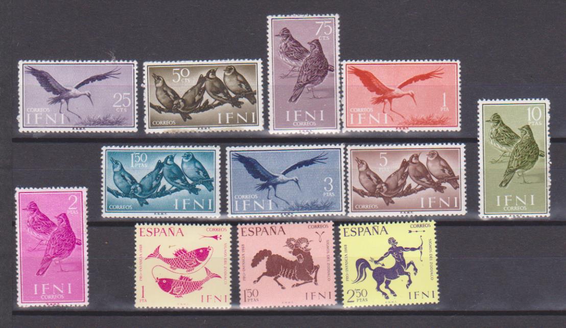 1960-1968. Ifni. 2 Series Completas. Edifil 163-71 **, 233-35 **