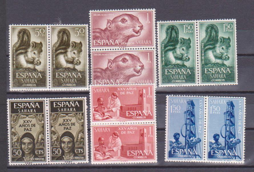 1964-1965. Sahara Español. 2 Series Completas, parejas. Edifil 236-38 **, 239-41 **