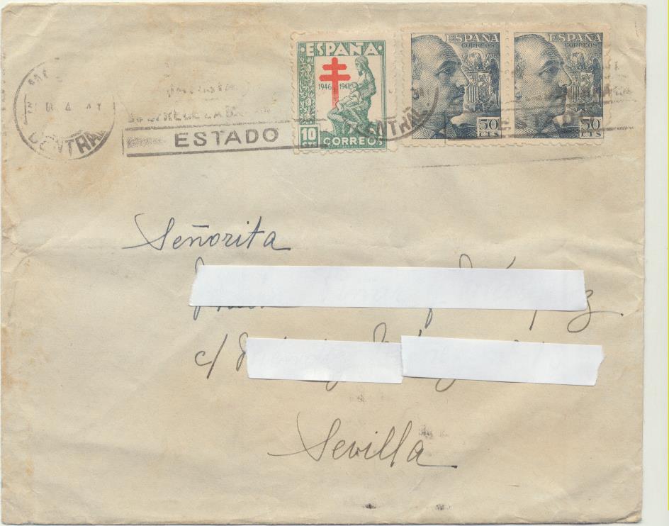 Carta de Madrid a Sevilla del 11-4-1946.