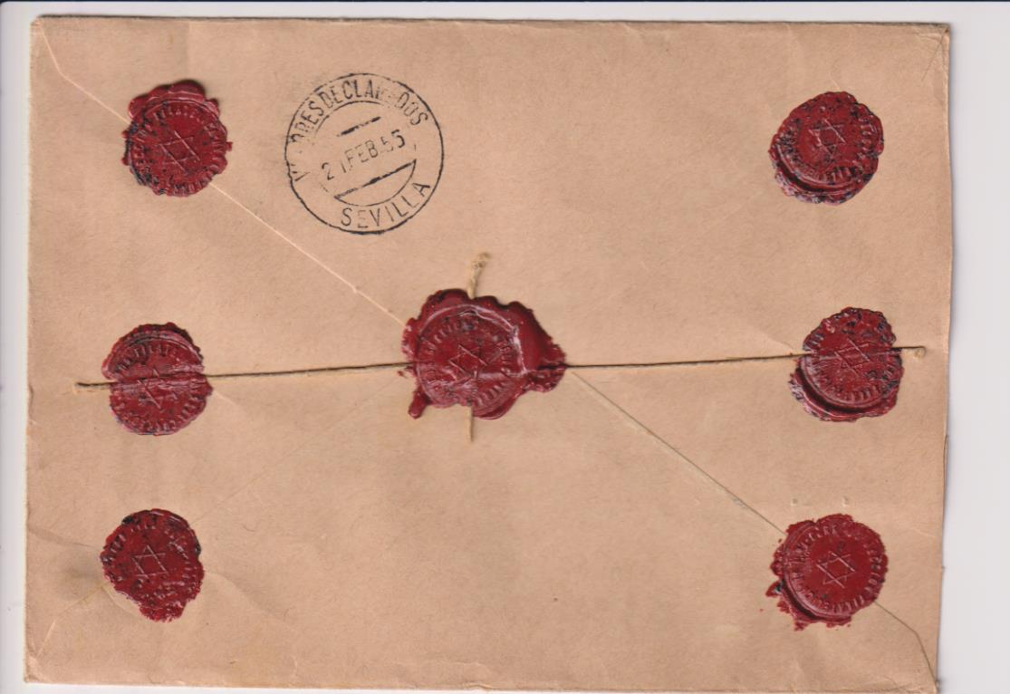 Carta con Membrete del Protectorado Español en Marruecos. De Tetuán a Sevilla de Febrero de 1955. Bonito anverso reverso