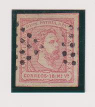 Correo Carlista. 1874. Cataluña, 16 maravedís, rosa sin dentar. Edifil 157. usado