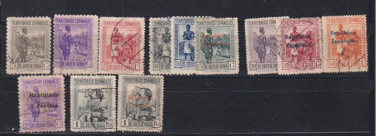 Guinea. 12 sellos diferentes. usados