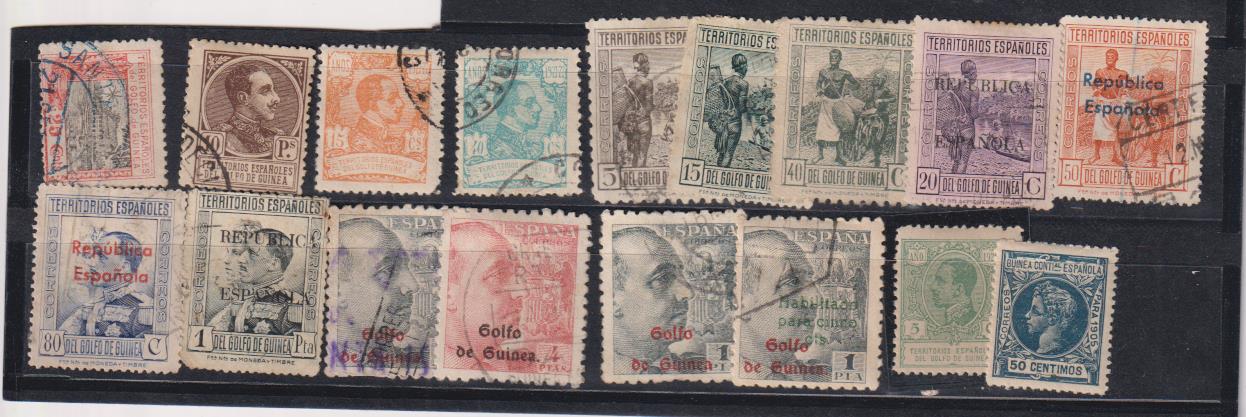 Guinea. Lote de 17 sellos diferentes. Edifil 35 ** y Edifil 100 **