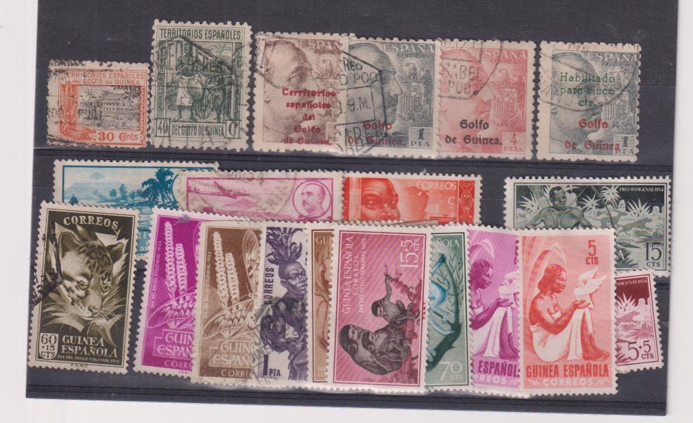 Guinea. Lote de 20 sellos diferentes, usados o nuevos sin goma