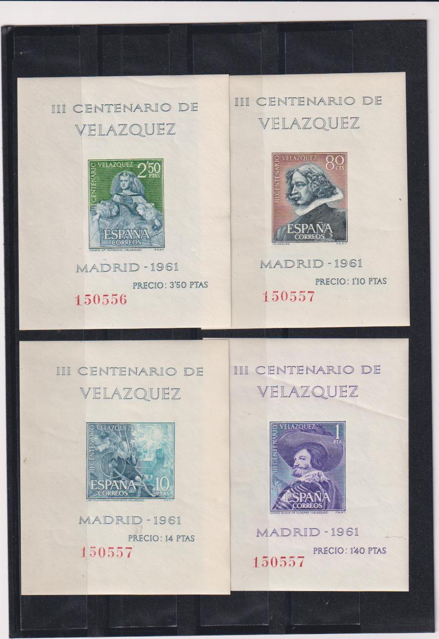 1961. III Centenario de Velázquez. Hojitas sin dentar. Edifil 1344-47 **