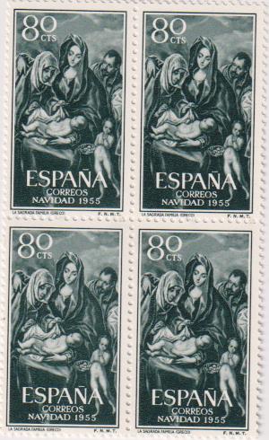 España 1955. Navidad. Edifil 1184 ** Bloque de cuatro