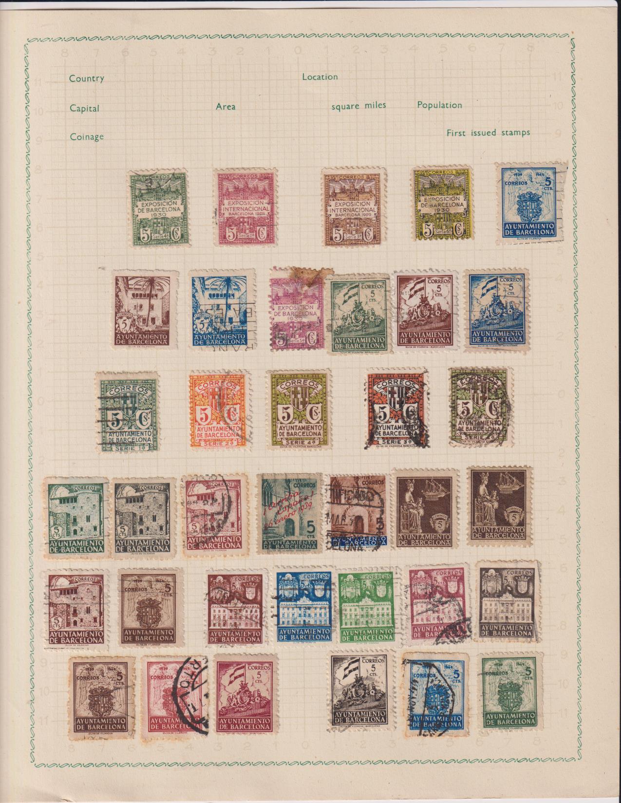 Lote de 36 sellos de Barcelona. La mayoría usado