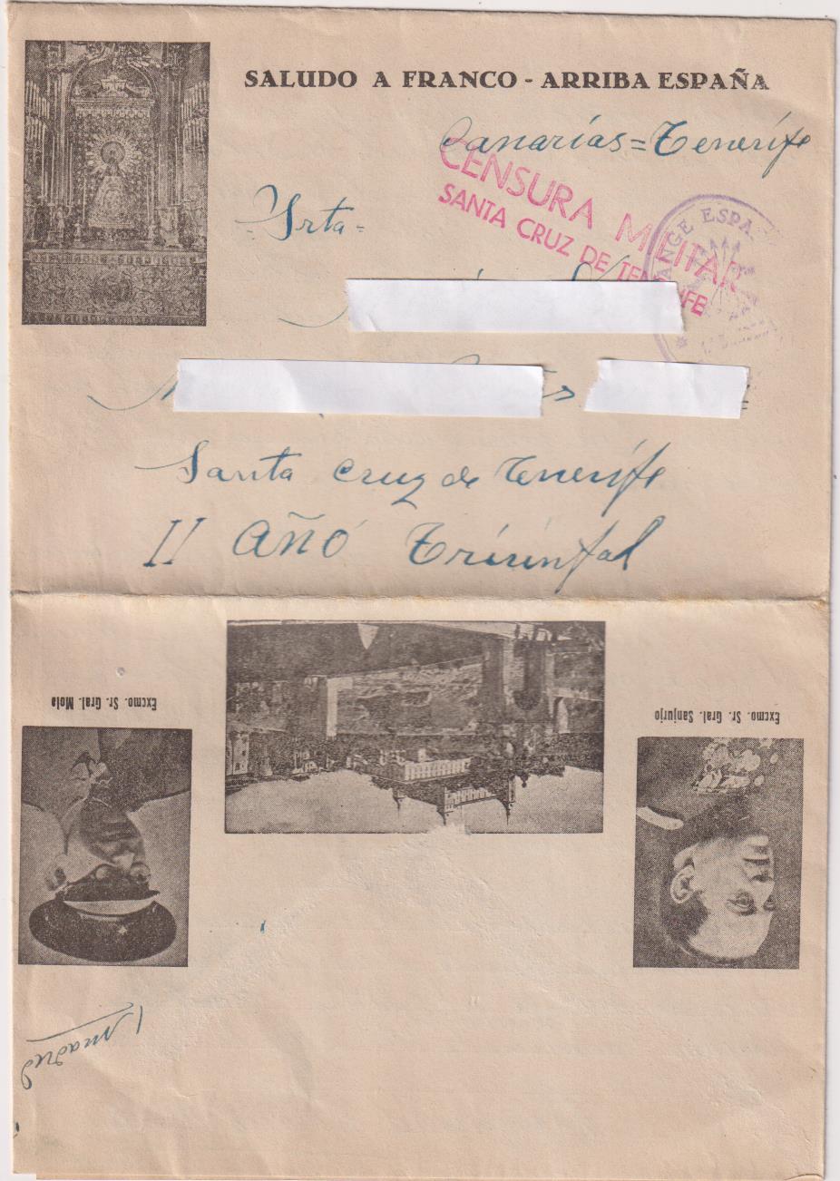 Carta de Casa Campo a Tenerife del 15 de Noviembre 1937