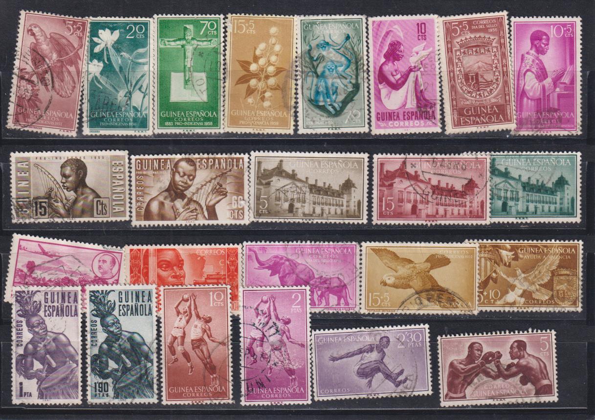 Guinea Española. 24 sellos diferentes. Usados
