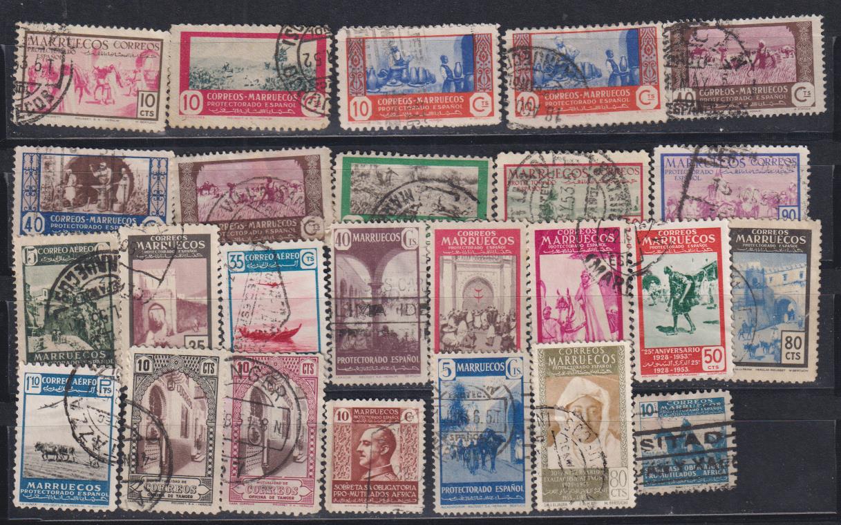 Marruecos (Protectorado) Lote de 25 sellos diferentes. usados
